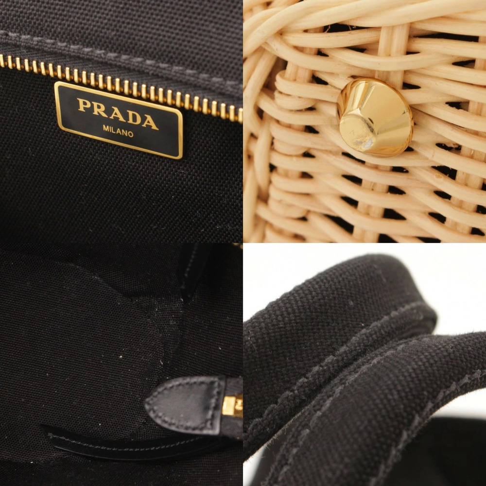 Prada Rattan Handbag Straw Tan Woven Bag Wicker Natural - Picture 8 of 9